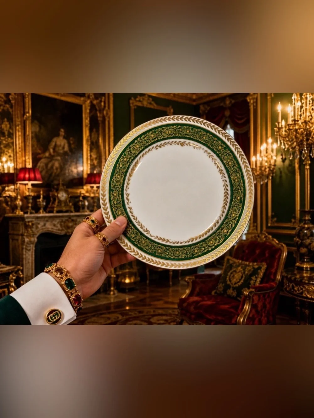 GOLD c. 1900 France T&V Tressemann & Vogt Limoges Antique Porcelain Dinner Plate